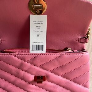 Tory Burch Pink Quilted Chain Wallet